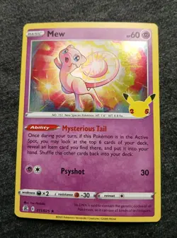 Pokemon TCG Mew 011/025 Celebrations 25th Anniversary Holo Rare NM - Image 1