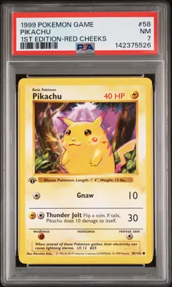 Pikachu 1st Edition Red Cheeks PSA 7 1999 Pokemon Game #58 - Image 1