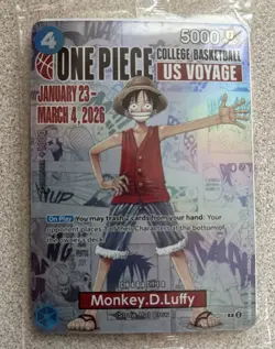 ONE PIECE Monkey D. Luffy P-055 College Basketball US Voyage Promo SEALED - Image 1