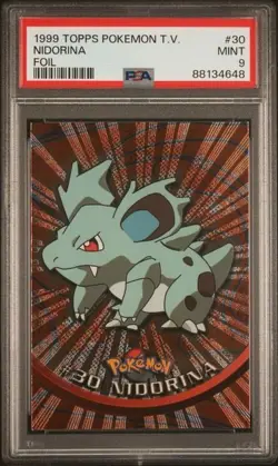 1999 Topps Pokemon TV Nidorina Foil #30 PSA9 - Image 1
