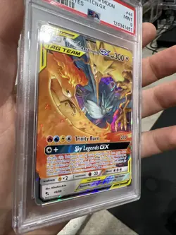 2019 Pokemon Sun & Moon Moltres Zapdos Articuno GX Hidden Fates #44 PSA 9 - Image 5