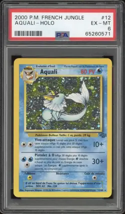 2000 Pokemon FRENCH Unlimited Jungle Aquali-Vaporeon Holo 12/64 PSA 6 EX-MT - Image 1