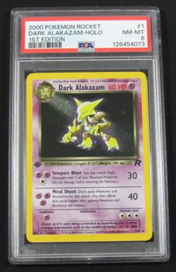 2000 Pokemon Rocket DARK ALAKAZAM HOLO 1st Edition 1/82 PSA 8 NM*MT - Image 1