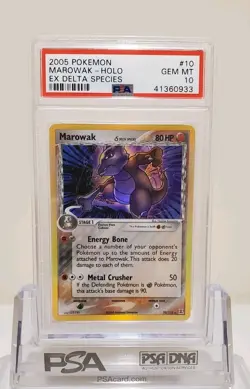 2005 POKEMON EX DELTA SPECIES #10/113 MAROWAK HOLO PSA 10 - Image 1