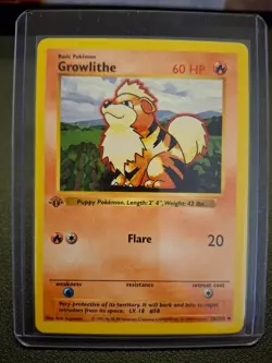 Pokemon TCG Growlithe Base Set 1st Edition (Shadowless Border) – Excellent - Image 3
