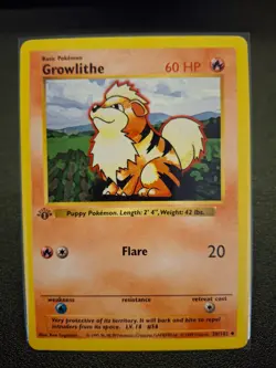 Pokemon TCG Growlithe Base Set 1st Edition (Shadowless Border) – Excellent - Image 4
