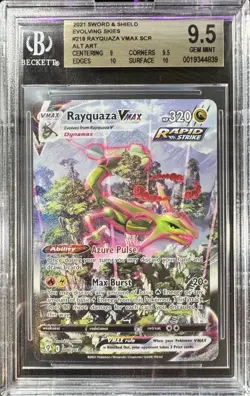 POKEMON RAYQUAZA VMAX ALTERNATE ART SECRET EVOLVING SKIES BGS GEM MINT 218 - Image 1