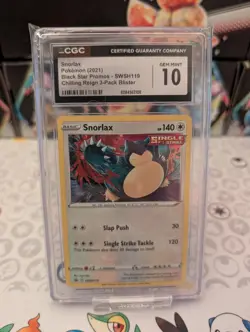 Pokemon Snorlax SWSH119 CGC Gem Mint 10 Black Star Promo Chilling Reign 3 Pack - Image 2