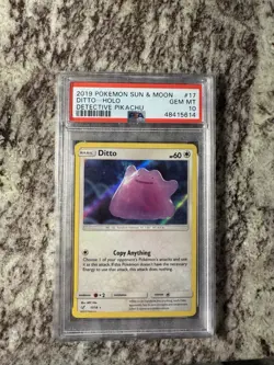 Pokemon TCG Ditto Detective Pikachu Holo Rare Card 17/18 PSA 10 - Image 1