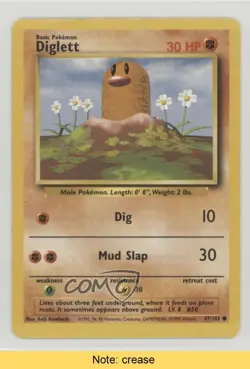 Diglett Pokemon Base Set #47 1999 READ 1v3 - Image 1