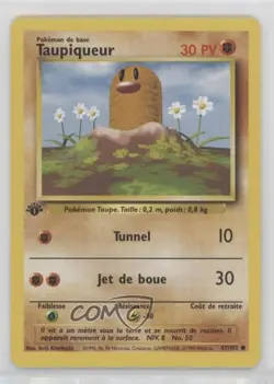 Diglett French 1st Ed. Pokemon Base Set #47 1999 - Image 1