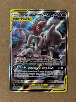 Pokemon TCG Mewtwo & Mew GX Black Star Promo Full Art Tag Team Holo Card - Image 1