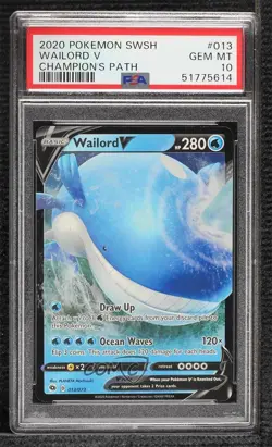 Wailord V Pokemon Sword & Shield Champion's Path PSA 10 GEM MT - Image 1