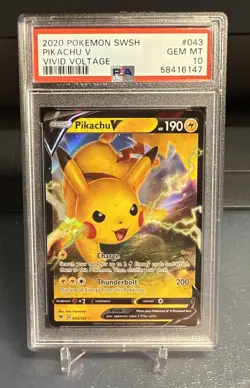 2020 Pokemon Vivid Voltage #043 Pikachu V PSA 10 Gem Mint - Image 1