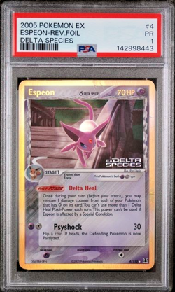 PSA 1 2005 Pokemon EX Delta Species Espeon Reverse Holo Foil Rare 4/113 - Image 1