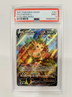 2021 Pokemon Leafeon V 167 Evolving Skies Sword & Shield Alt Full Art PSA 9 Mint - Image 1