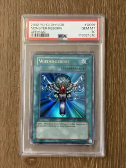 2002 Yu-Gi-Oh! WIEDERGEBURT Unlimited Ultra Rare LOB-G096 German PSA 10 POP 1 - Image 1