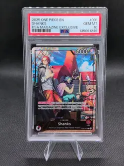 2025 One Piece EN #001 Shanks PSA Magazine Exclusive PSA 10 - Image 1