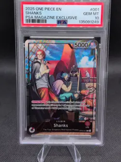 2025 One Piece EN #001 Shanks PSA Magazine Exclusive PSA 10 - Image 2