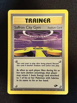 NM-MINT Saffron City Gym 122/132 Gym Challenge Pokemon Card (Pack Fresh) - Image 1