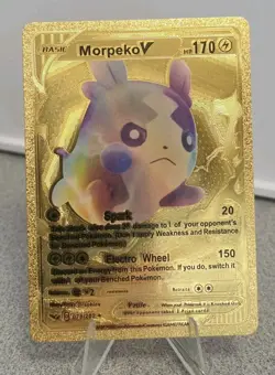 Pokemon Morpeko V 170hp Gold Foil Fan Art Collector Card TCG Rainbow - Image 1