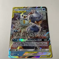 Pokemon TCG Blastoise and Piplup Holo Card 38/236 GX Tag Team - Image 1