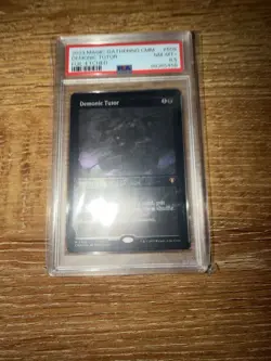 MTG Magic The Gathering Demonic Tutor Foil Etched Commander Masters Foil PSA 8.5 - Image 3