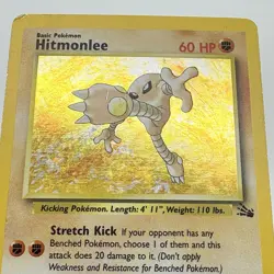 Pokemon TCG Hitmonlee Fossil 7/62 Unlimited Holo Rare Vtg 1999 Card - MP - Image 2