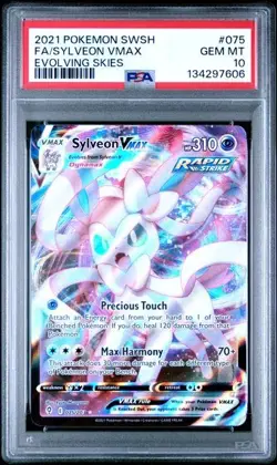 2021 POKEMON SWORD & SHIELD EVOLVING SKIES #075 FULL ART/SYLVEON VMAX PSA 10 - Image 1