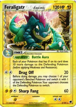 Pokemon TCG Feraligatr (Delta Species) EX Dragon Frontiers 2/101 Holo Rare DMG - Image 1