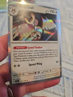 Noctowl Scarlet & Violet Full Art Black Star Holo Pokemon TCG 115/142 - Image 3