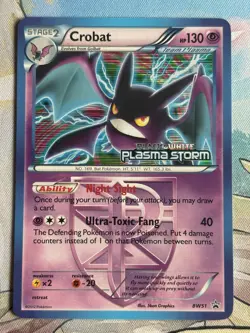 Pokemon Crobat Pre-release Black star promo card BW51 NM Plasma Storm - Image 1