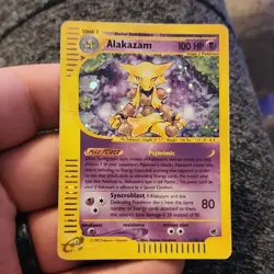 Pokemon Alakazam Stage 2 Psychic 100 HP Holo Rare 1/165 80 Attack 2002 TCG Card - Image 1