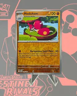 Medicham 100/182 Sv10: Destined Rivals Reverse Holo Free Shipping Pokemon NM - Image 1