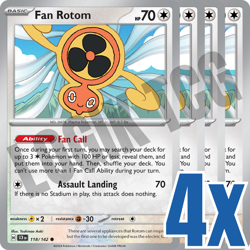 4x Fan Rotom 118/142 x4 - Stellar Crown - Pokemon TCG - Playset - Image 1