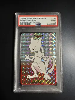 1996 Mewtwo #3 Pokemon Japanese Bandai Carddass Vending Prism Red PSA 9 - Image 1