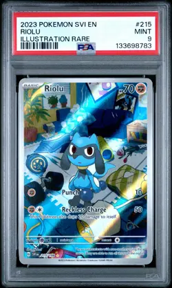 2023 POKEMON SVI EN-SCARLET & VIOLET ILLUSTRATION RARE #215 RIOLU PSA 9 - Image 1