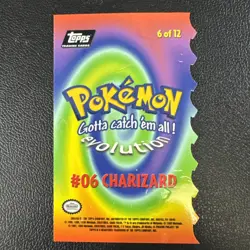 1999 TOPPS POKEMON #06 CHARIZARD EVOLUTION EMBOSSED DIE CUT Black Logo - Image 2