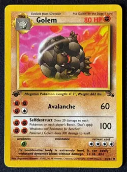 1st Edition Golem - Fossil - #36/62 - Vintage Pokemon Card 1999 WOTC - Image 1