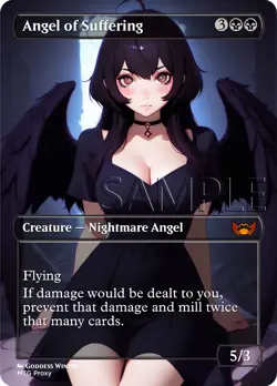 MTG - Angel of Suffering - Fanart Borderless Style Card for EDH / Playtest - Image 1