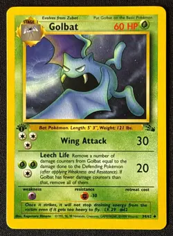 1st Edition Golbat- Fossil - #34/62 - Vintage Pokemon Card 1999 WOTC - Image 1