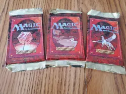MAGIC THE GATHERING Lot of Three (3) 4TH EDITION Factory Sealed Booster Packs - Image 1