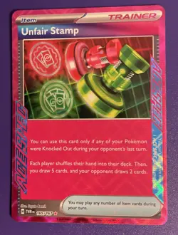 Pokemon TCG Twilight Masquerade Trainer Holo Card 165/167 Unfair Stamp - Image 1