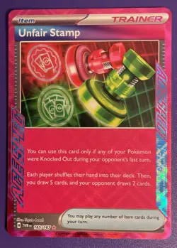 Pokemon TCG Twilight Masquerade Trainer Holo Card 165/167 Unfair Stamp - Image 2
