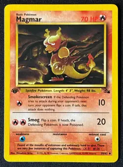 1st Edition Magmar - Fossil - #39/62 - Vintage Pokemon Card 1999 WOTC - Image 1