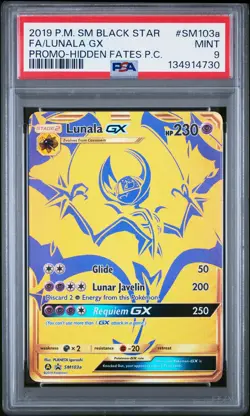 2019 POKEMON SM BLACK STAR PROMO HIDDEN FATES PREM COLL FULL ART/LUNALA GX PSA 9 - Image 1