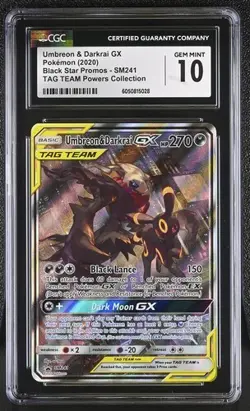 CGC 10 Umbreon & Darkrai GX SM241 Tag Team Black Star Promo Pokemon Card - Image 1