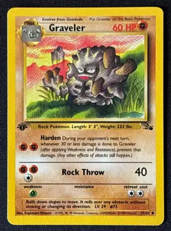 1st Edition Graveler - Fossil - #37/62 - Vintage Pokemon Card 1999 WOTC - Image 1