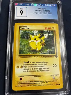 1999 POKEMON JUNGLE UNLIMITED #60/64 PIKACHU CGC 9 MINT Possible PSA 10 - Image 1