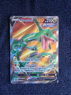 Rayquaza V Ultra Rare Full Art Rapid Strike Pokemon Evolving Skies 193/203 HP 2… - Image 2